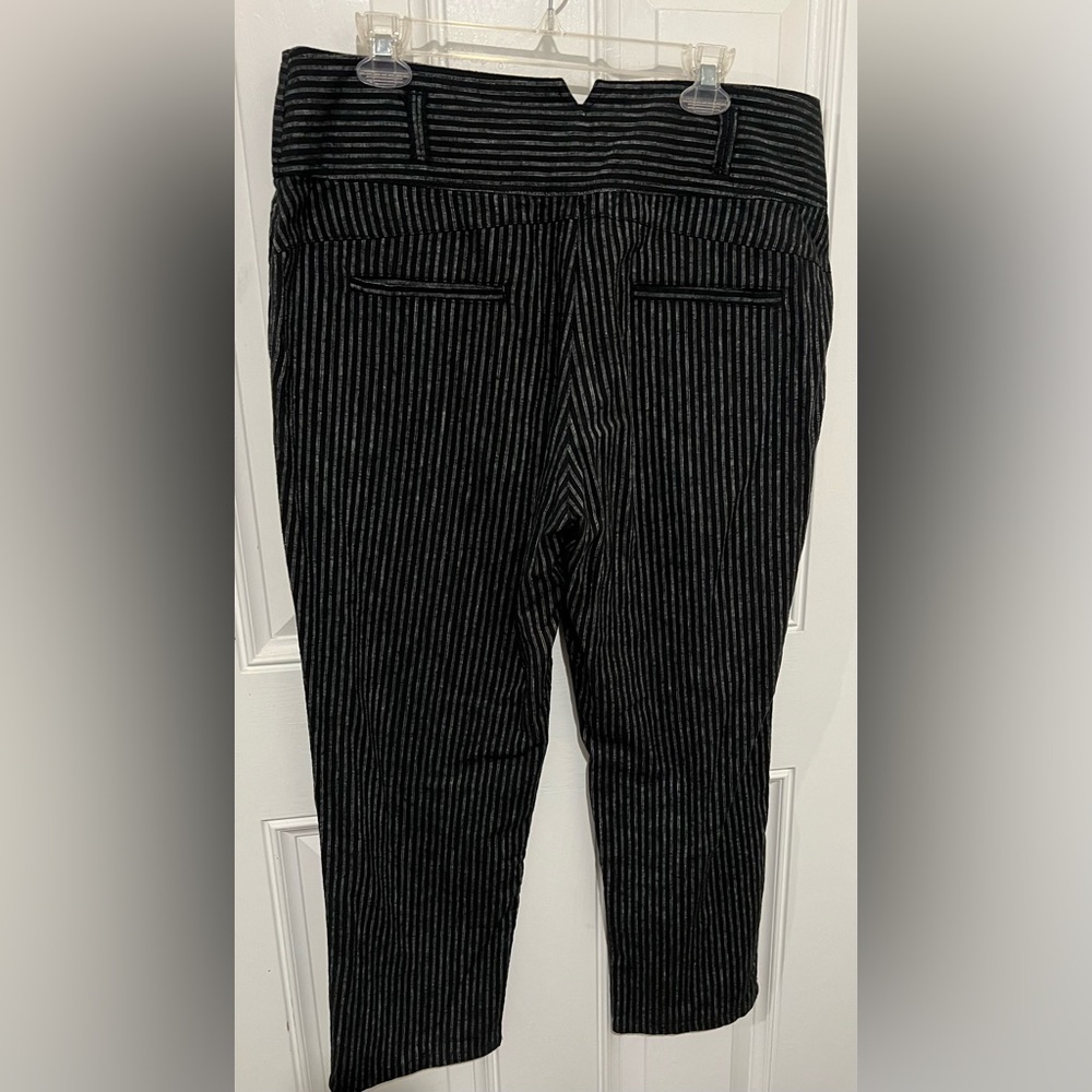 Sundance Amelia Linen Blend Pinstripe Black Trouser Paper Bag Pants Sz 14 Petite - Picture 12 of 16